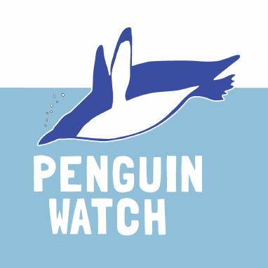Logo featuring a swimming penguin graphic to promote the Penguin Watch project