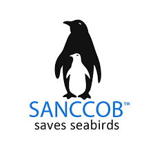 Logo featuring a penguin silhouette promoting the organization SANCCOB saves seabirds