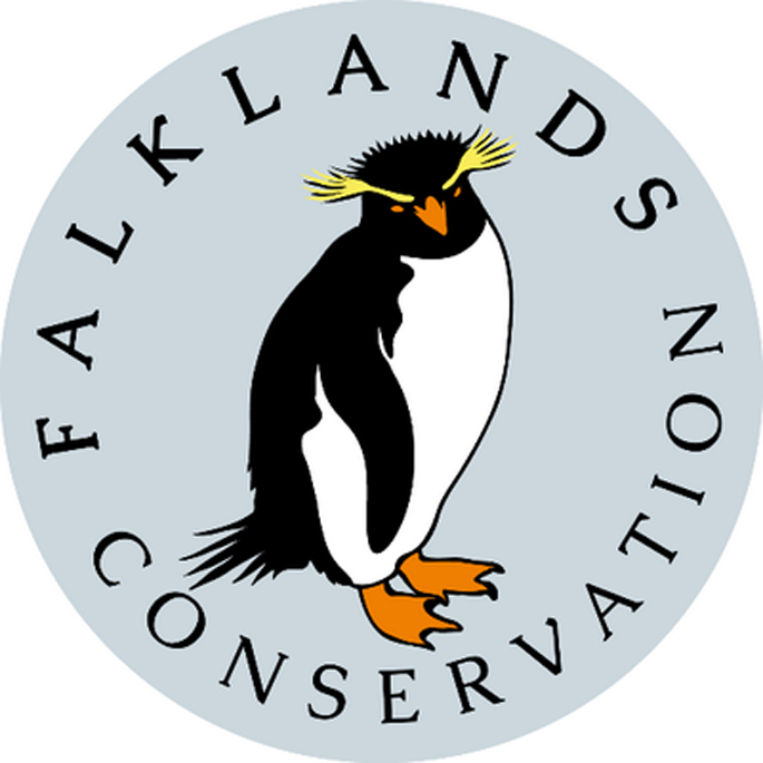 Falklands Conservation logo featuring a rockhopper penguin to promote the adopt or donate program