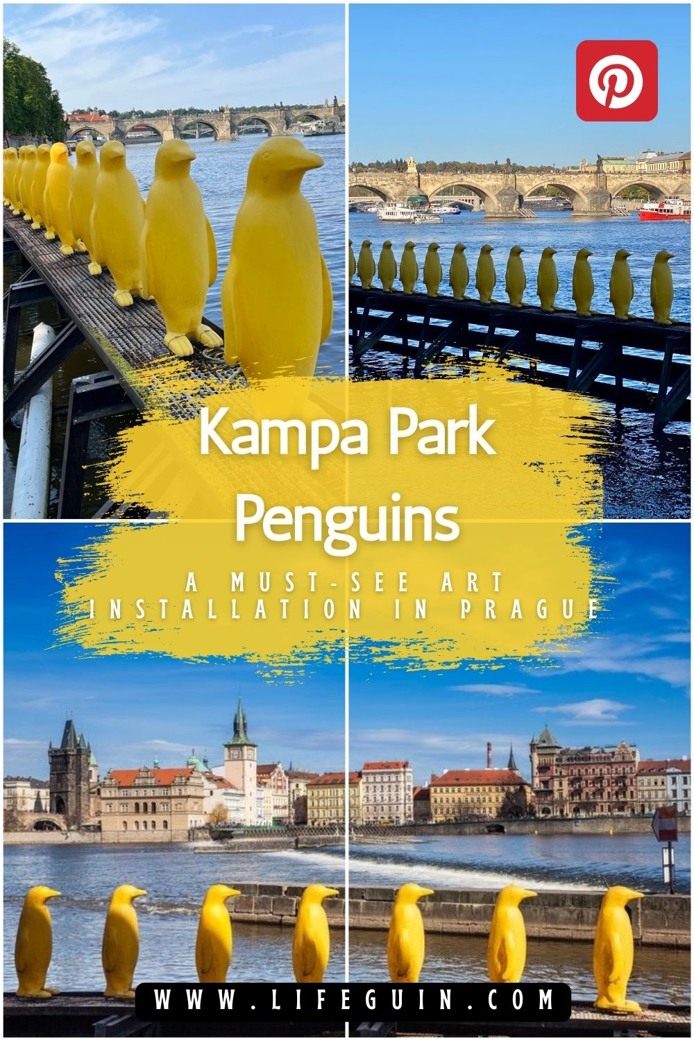 Yellow Penguins Kampa Park Prague pinn