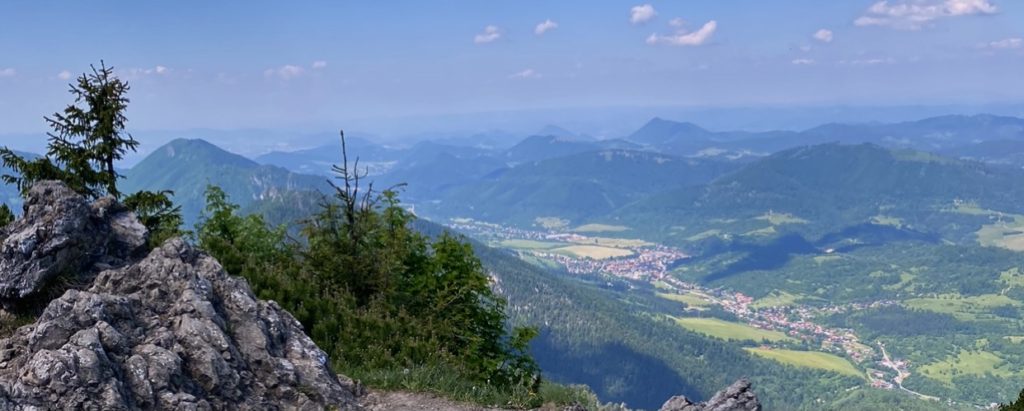 Panoramic view of the Malá Fatra mountains overlooking a valley town