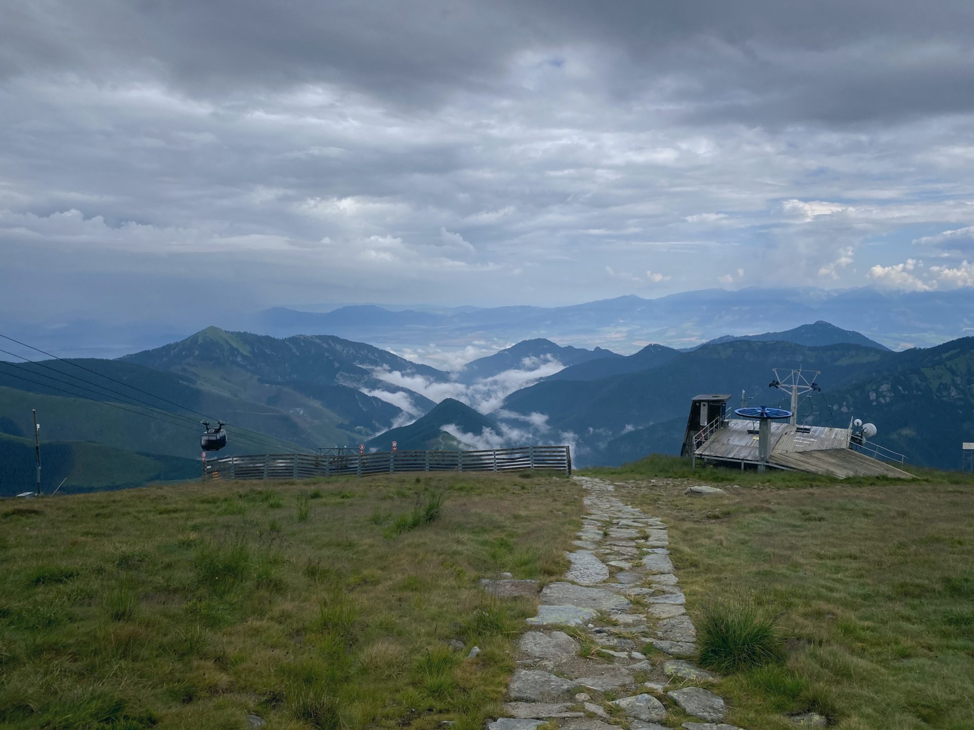 Stone path leading to a ski lift station in the Low Tatras