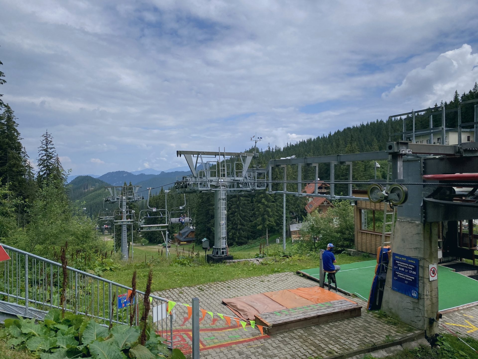 Chairlift station at the Low Tatras with mountains in the background