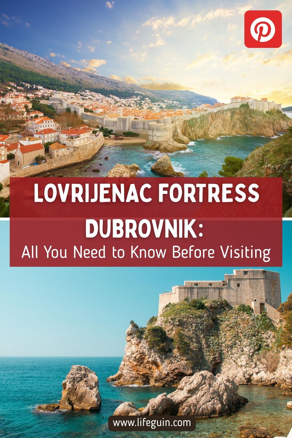 Coastal views of the historic walled city and Lovrijenac Fortress in Dubrovnik Croatia