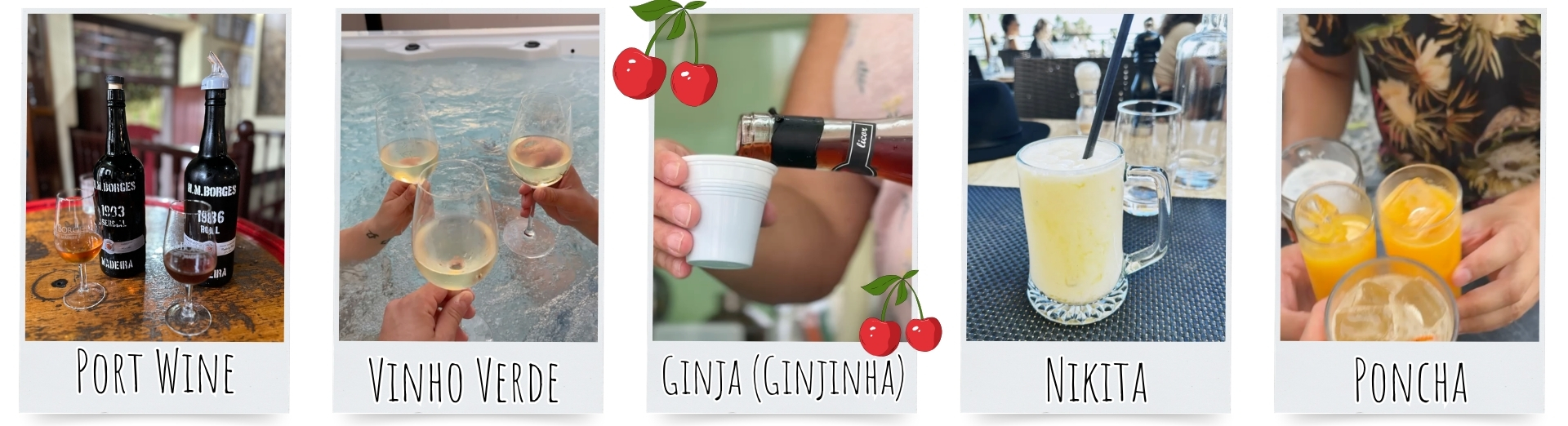 Collage of traditional drinks to try in Madeira