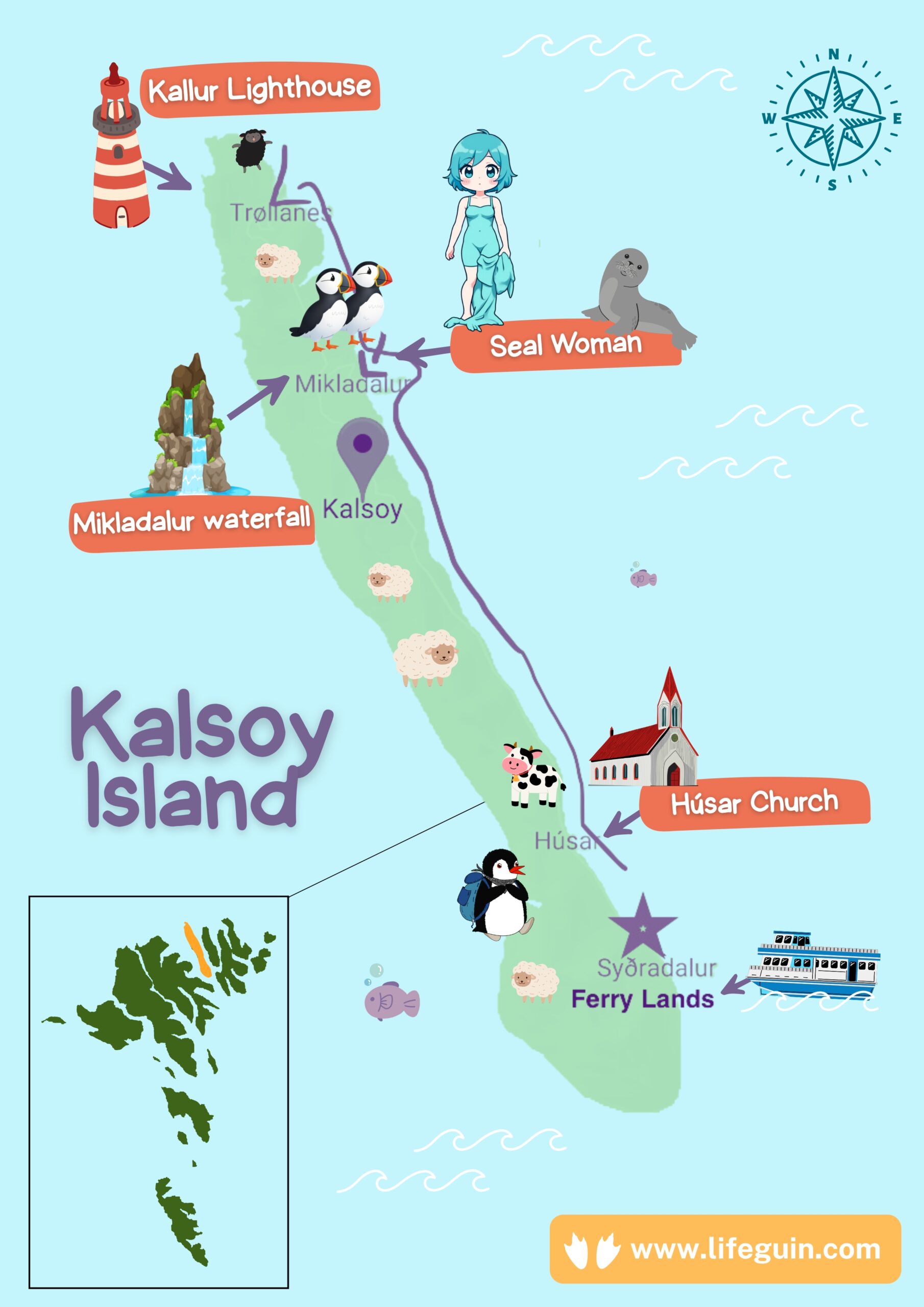 Kalsoy Island map