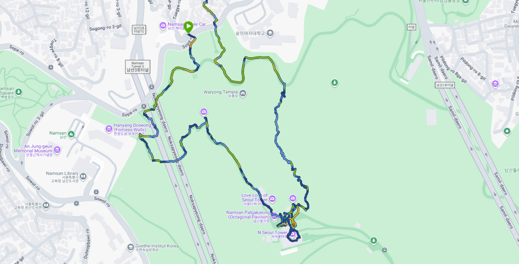 Seoul tower route