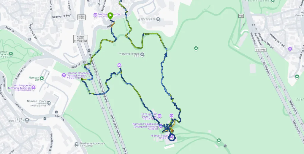 Seoul tower route