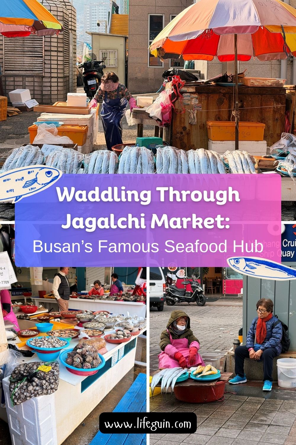 Vendors sell fresh seafood at the bustling Jagalchi Market in Busan