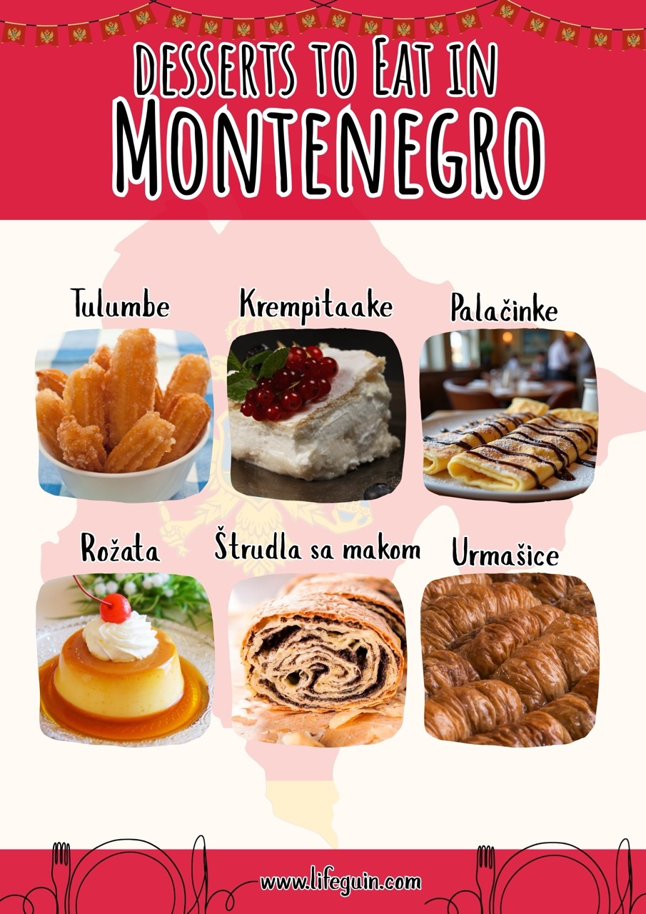 Illustrated list of traditional desserts to eat in Montenegro