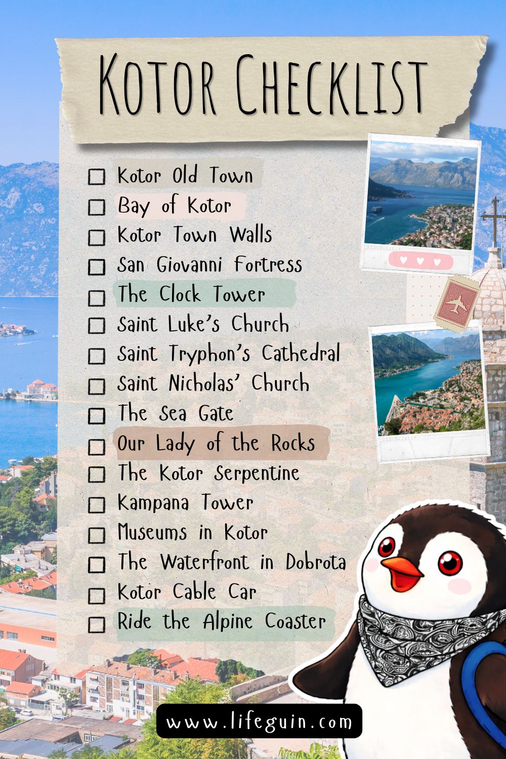 Kotor montenegro checklist
