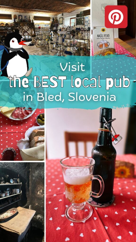 Rustic interior and beer served at Izletniška Kmetija DORNK in Bled, Slovenia