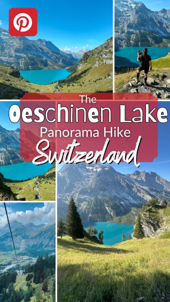 Scenic views of Oeschinen Lake and surrounding mountains in the Swiss Alps
